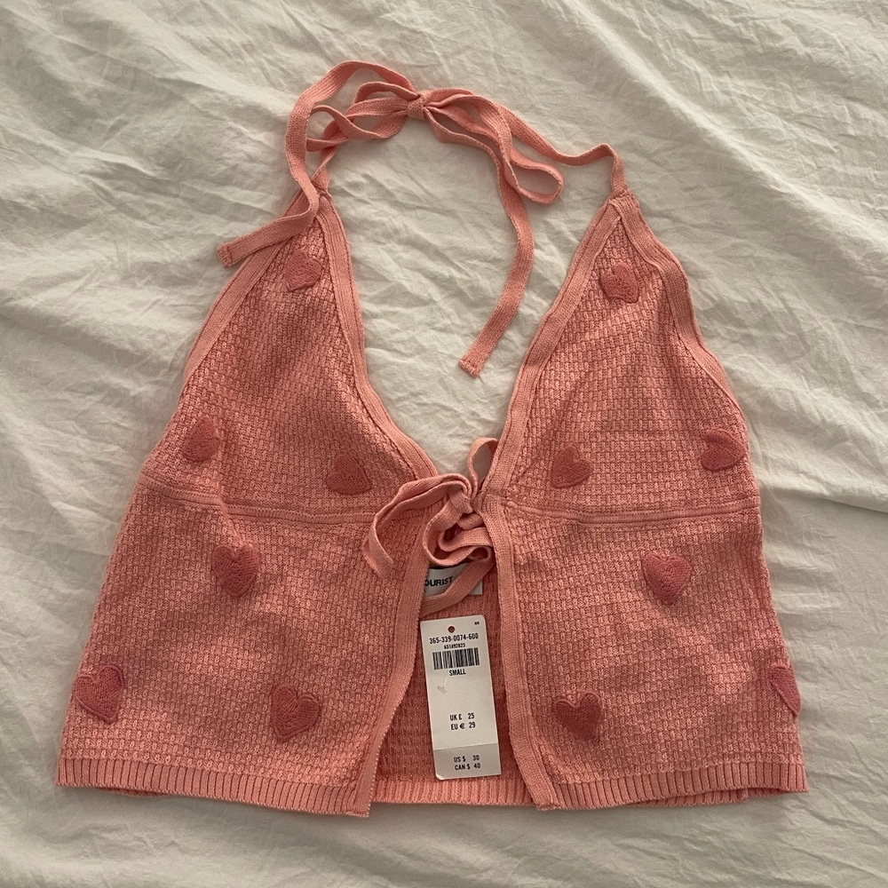 Pink heart halter crop top
